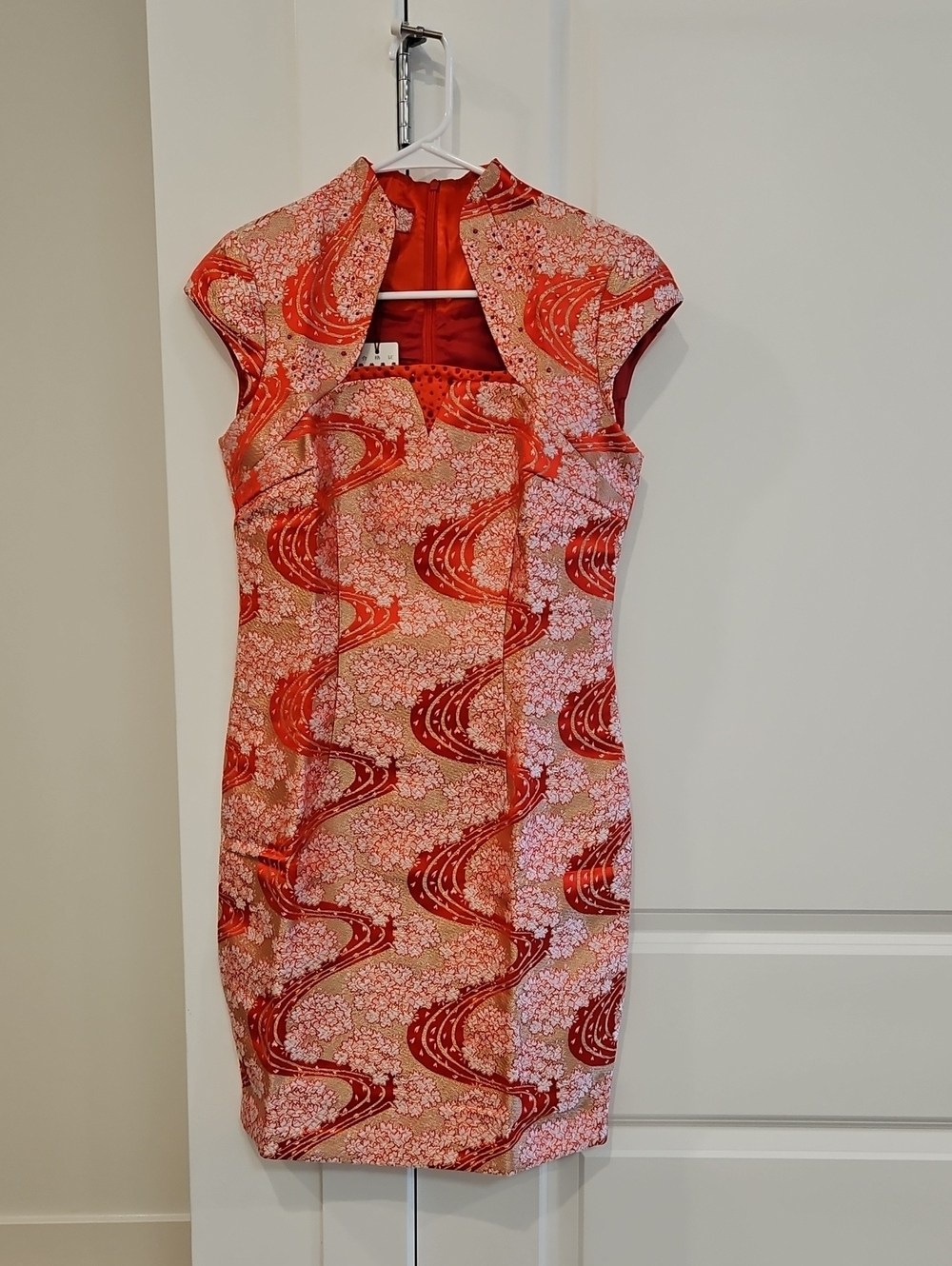 Red Floral Wave Sheath Dress - Women's Dress